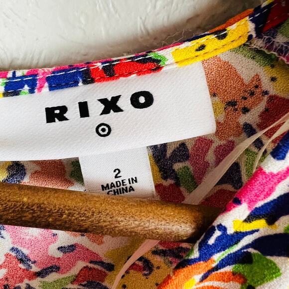 Rixo Floral Maxi Dress Short Sleeve Spring V Neck - 2 - Picture 6 of 6